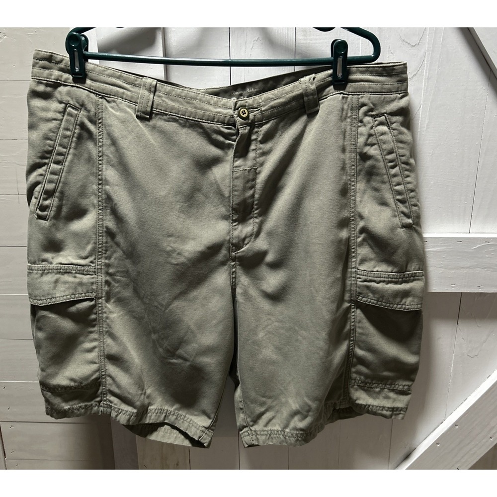 Tommy Bahama Relax Men's Tencel Cotton Cargo Flat Front Shorts Green Waist 40